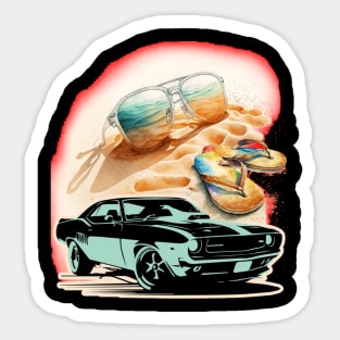 Let's Live, Vintage Car American customs,Funny Muscle Car Racing 70s Hot Road Rally Racing Lover Gifts Sticker